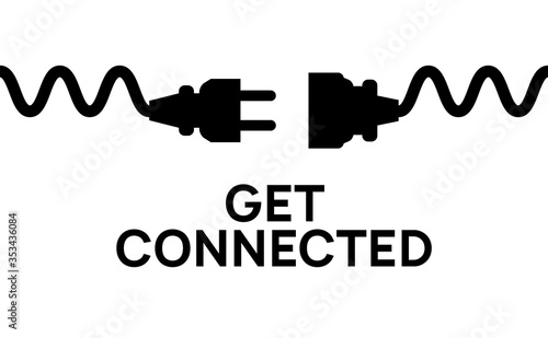 Electric Plug connect concept socket. Get connected or disconnect vector power plug cable illustration