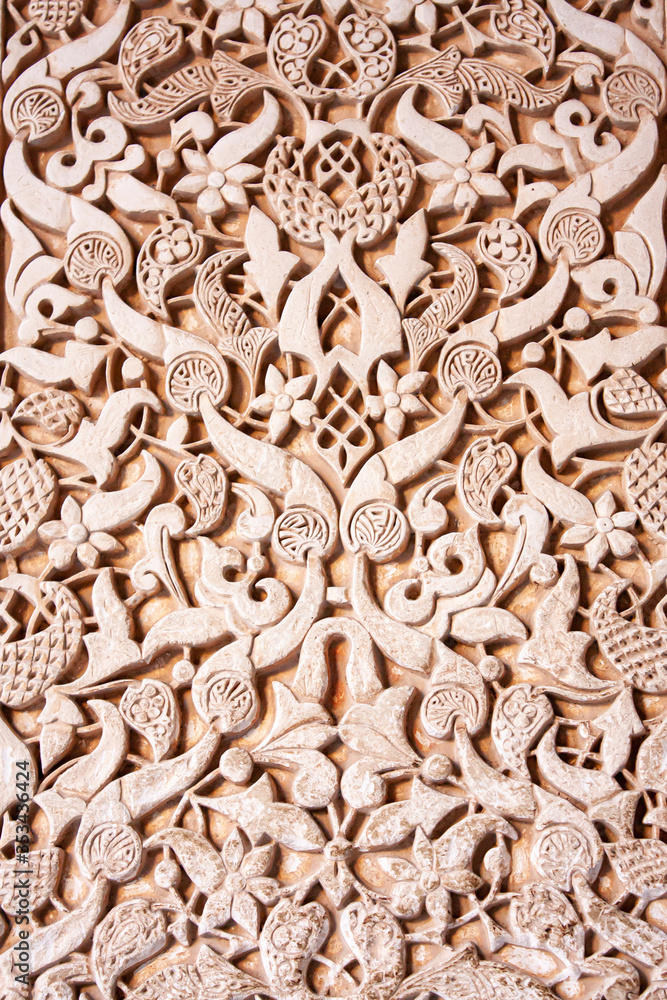 Detail of the floral relief in the Alhambra