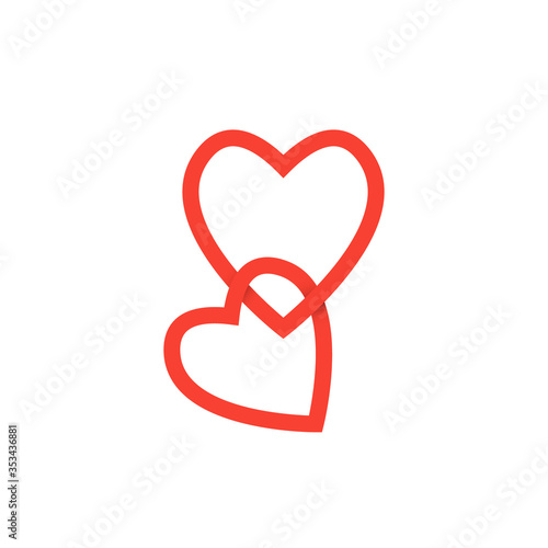 Double interlaced hearts icon. Clipart image isolated on white background