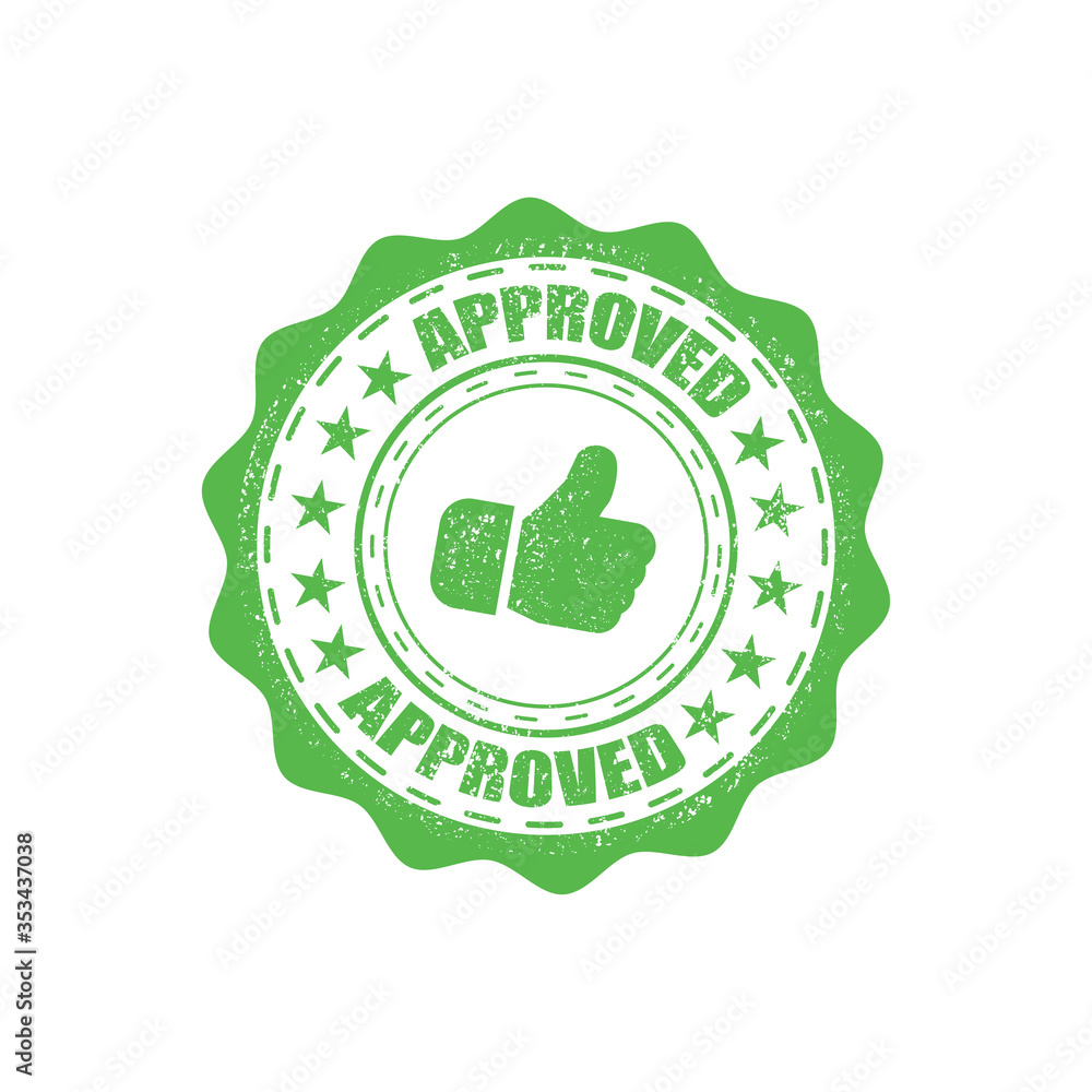 Approved green rubber stamp with grunge in a flat design Approved green rubber stamp with grunge in a flat design