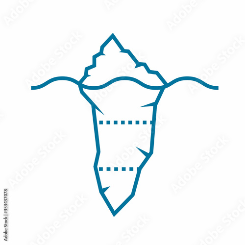 Iceberg model blank outline diagram. Clipart image isolated on white background