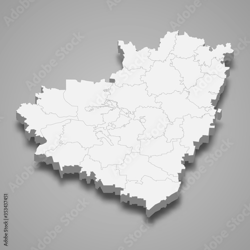 samara oblast 3d map region of Russia Template for your design