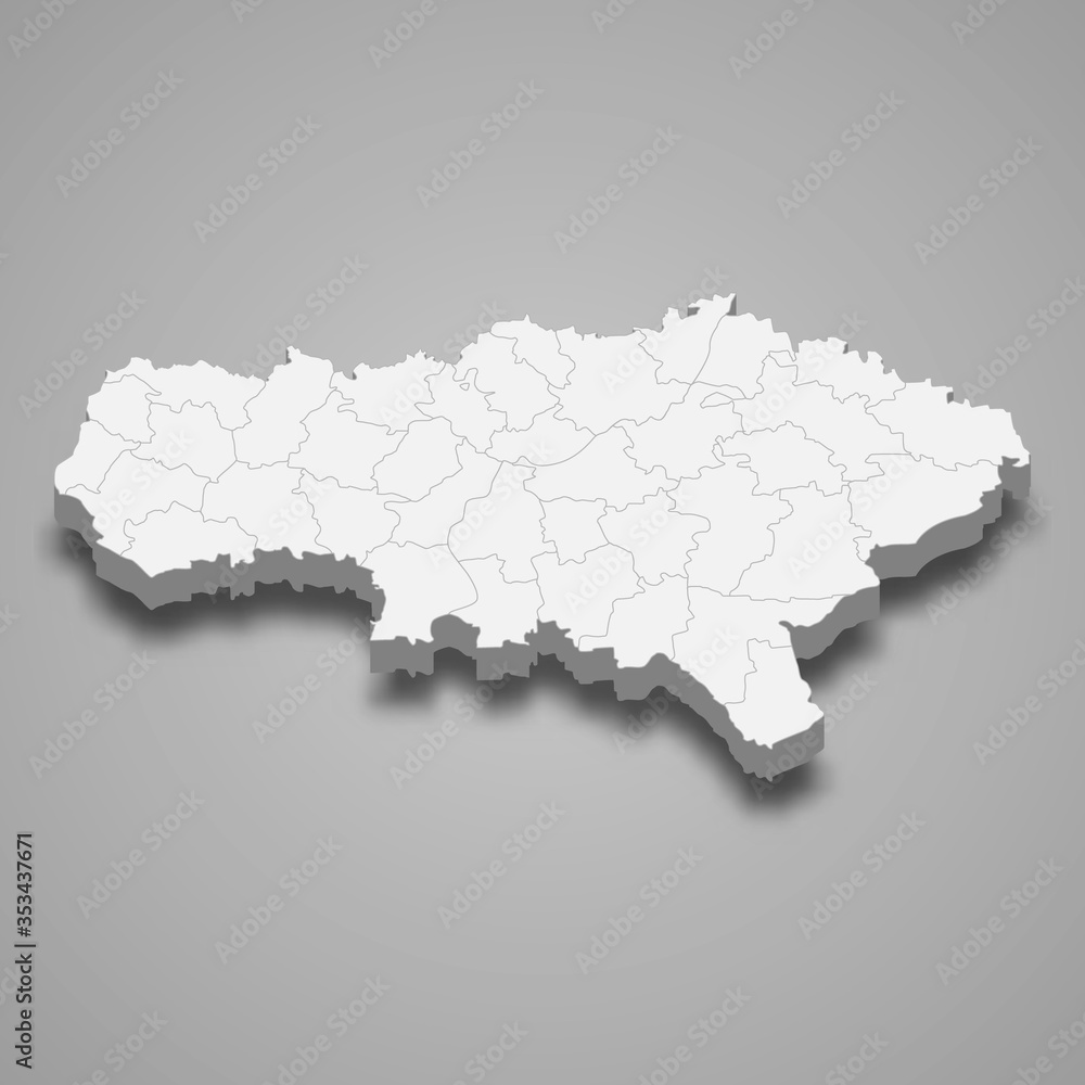 saratov oblast 3d map region of Russia Template for your design