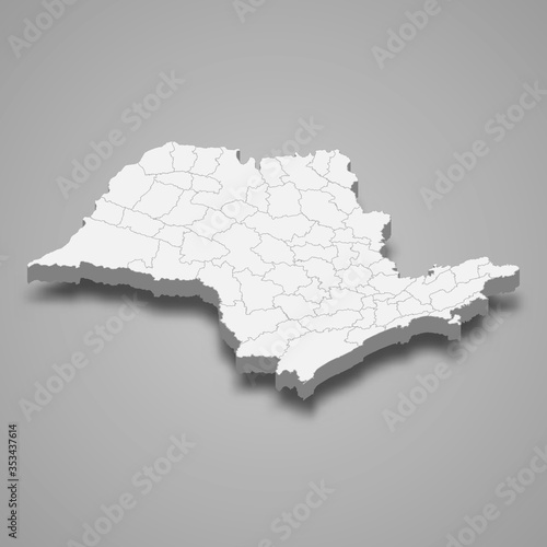 sao paolo 3d map state of Brazil Template for your design