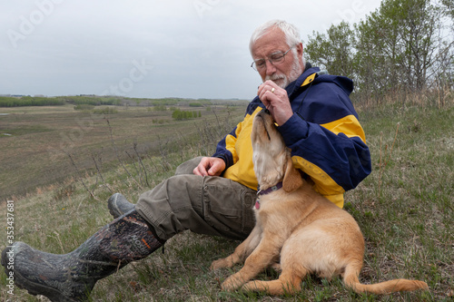 senior man with dog