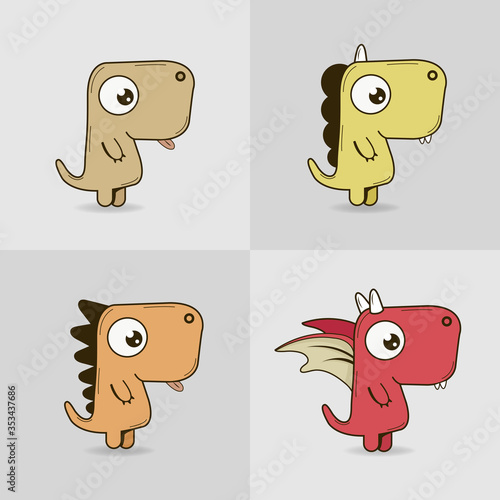 Little mosters and level up. Vector illustration