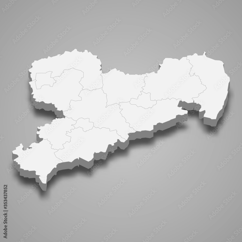saxony 3d map state of Germany Template for your design