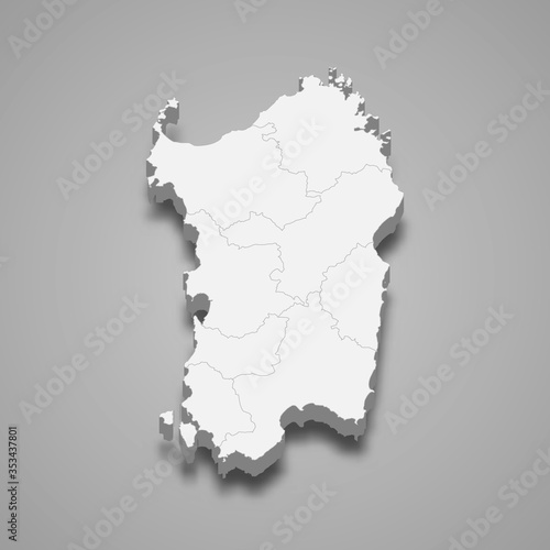 sardinia 3d map region of Italy Template for your design