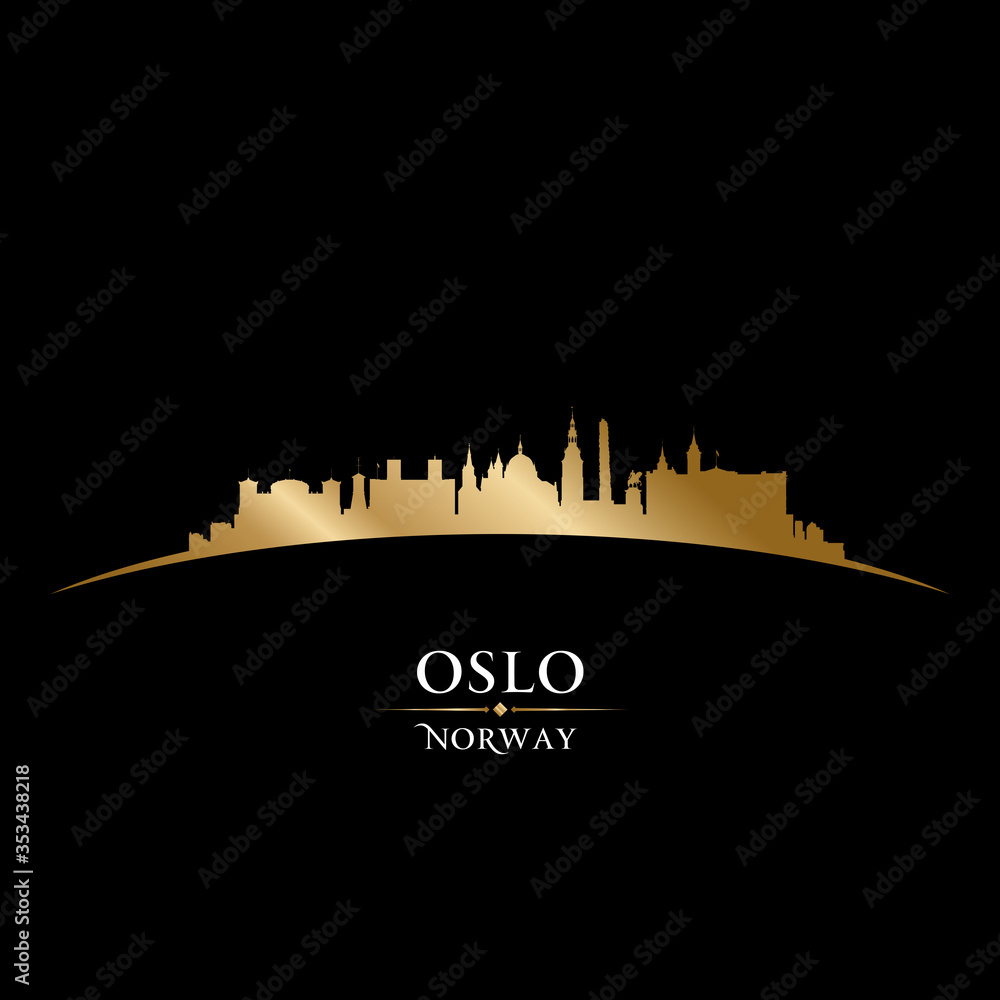 Oslo Norway city silhouette black background