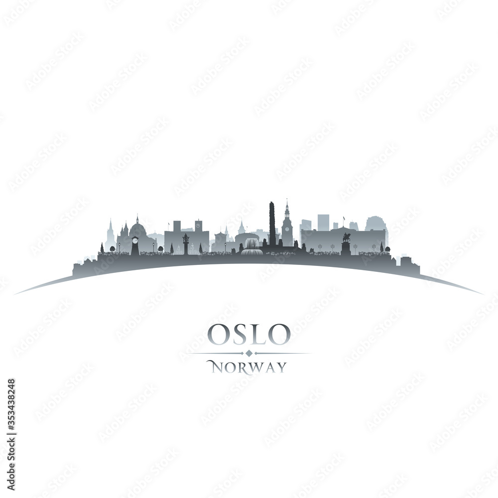 Oslo Norway city silhouette white background