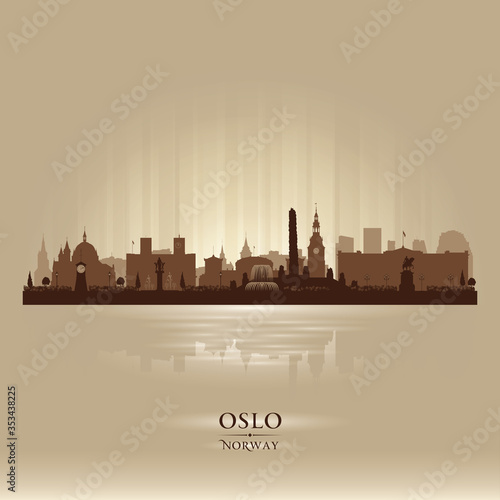 Photography Oslo Norway city skyline vector silhouette