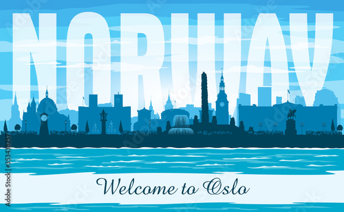 Oslo Norway city skyline vector silhouette