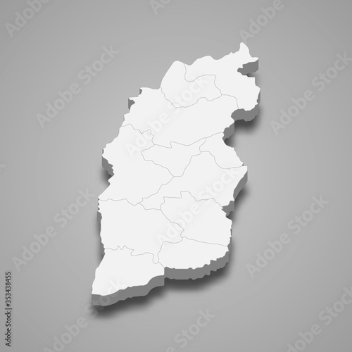 shanxi 3d map province of China Template for your design