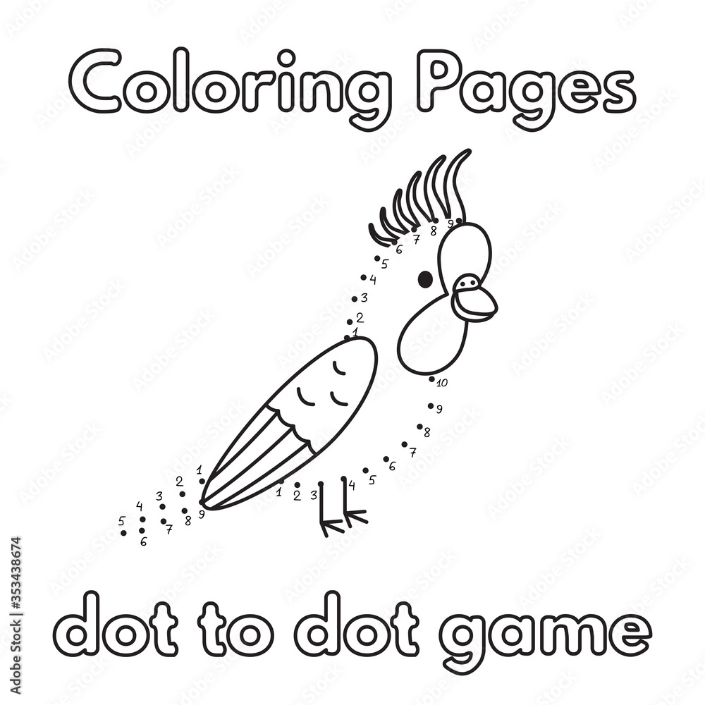 Fototapeta premium Cartoon Parrot Coloring Book