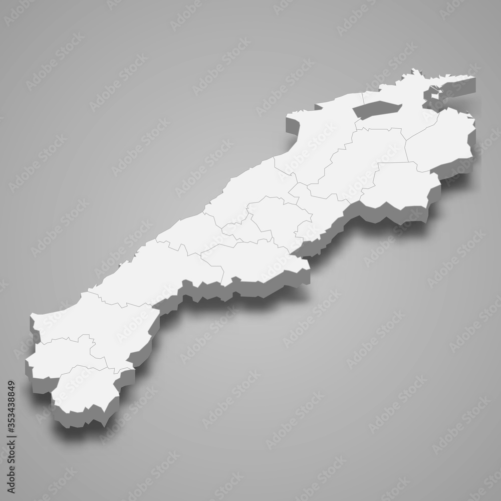 Obraz premium shimane 3d map prefecture of Japan Template for your design