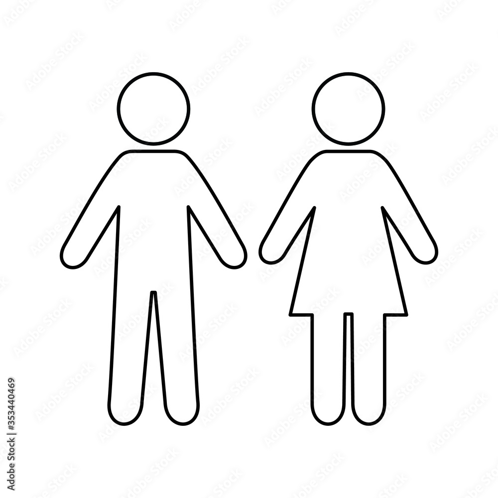 gender symbol, man and woman, the sign of restroom or toilet gender symbol, man and woman, the sign of restroom or toilet
