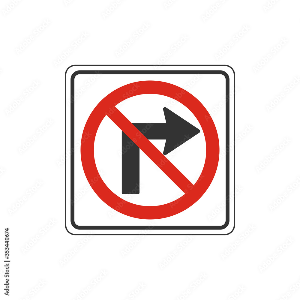 No Right Turn Sign Isolated On White Background. Traffic Symbol Modern Simple Vector Icon No Right Turn Sign Isolated On White Background. Traffic Symbol Modern Simple Vector Icon