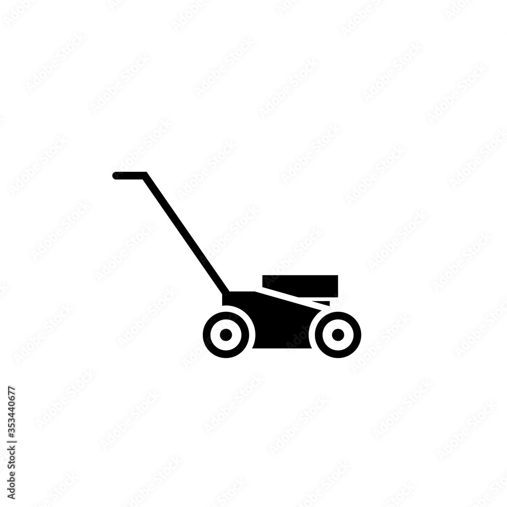 Lawn mower glyph icon. Clipart image isolated on white background - obrazy, fototapety, plakaty 