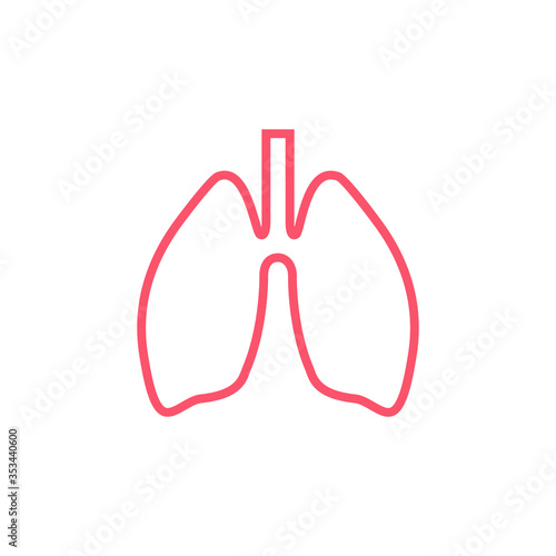 Lung human line icon, respiratory system healthy lungs anatomy flat medical organ icon