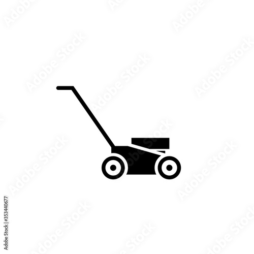 Lawn mower glyph icon. Clipart image isolated on white background