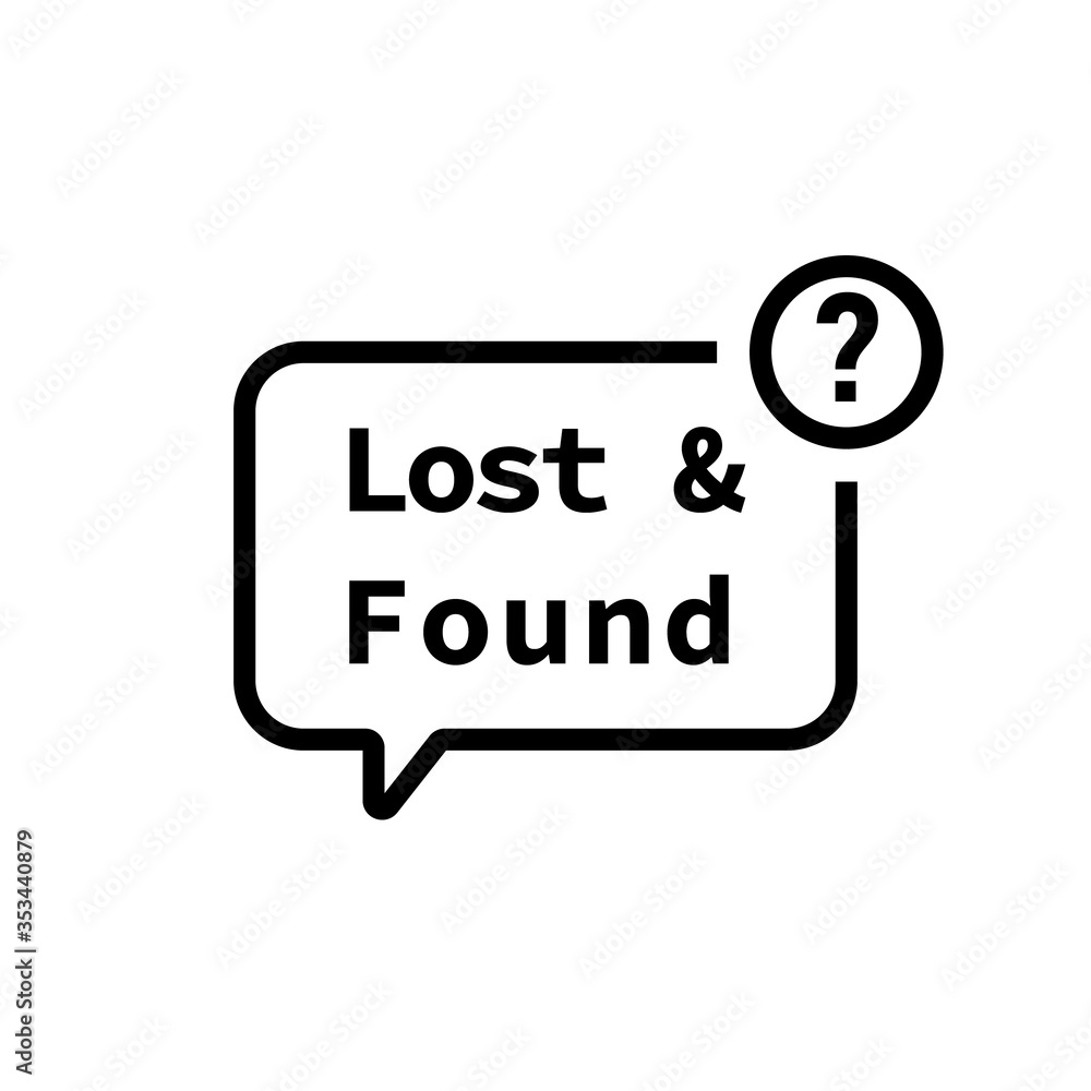 Lost found speech bubble icon. Clipart image isolated on white background