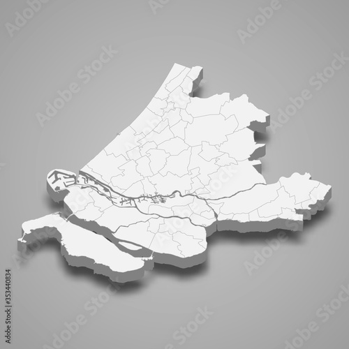 south holland3d map province of Netherlands plate for your design