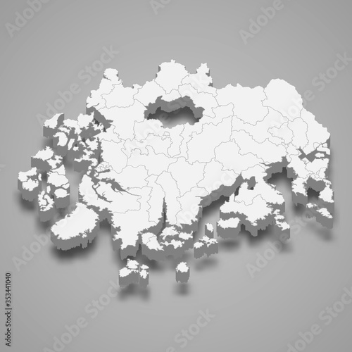 south jeolla 3d map region of South Korea Template for your design photo