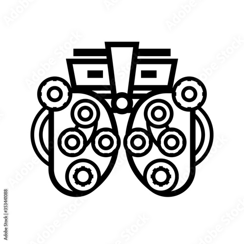 Eye testing machine outline icon. Clipart image isolated on white background