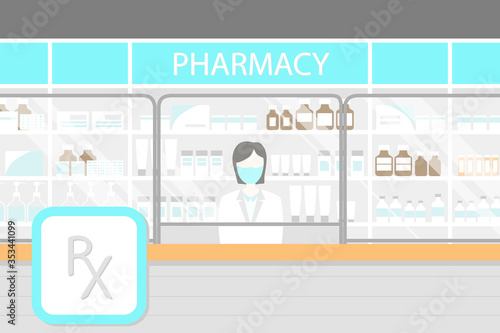 pharmacist in drug store with new normal