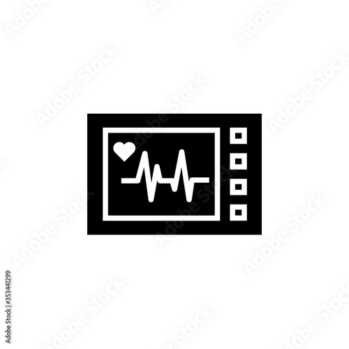 ECG machine silhouette icon. Clipart image isolated on white background