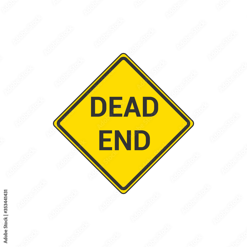 Yellow Dead End Sign Isolated On White Background. Traffic Symbol Modern Simple Vector Icon Yellow Dead End Sign Isolated On White Background. Traffic Symbol Modern Simple Vector Icon