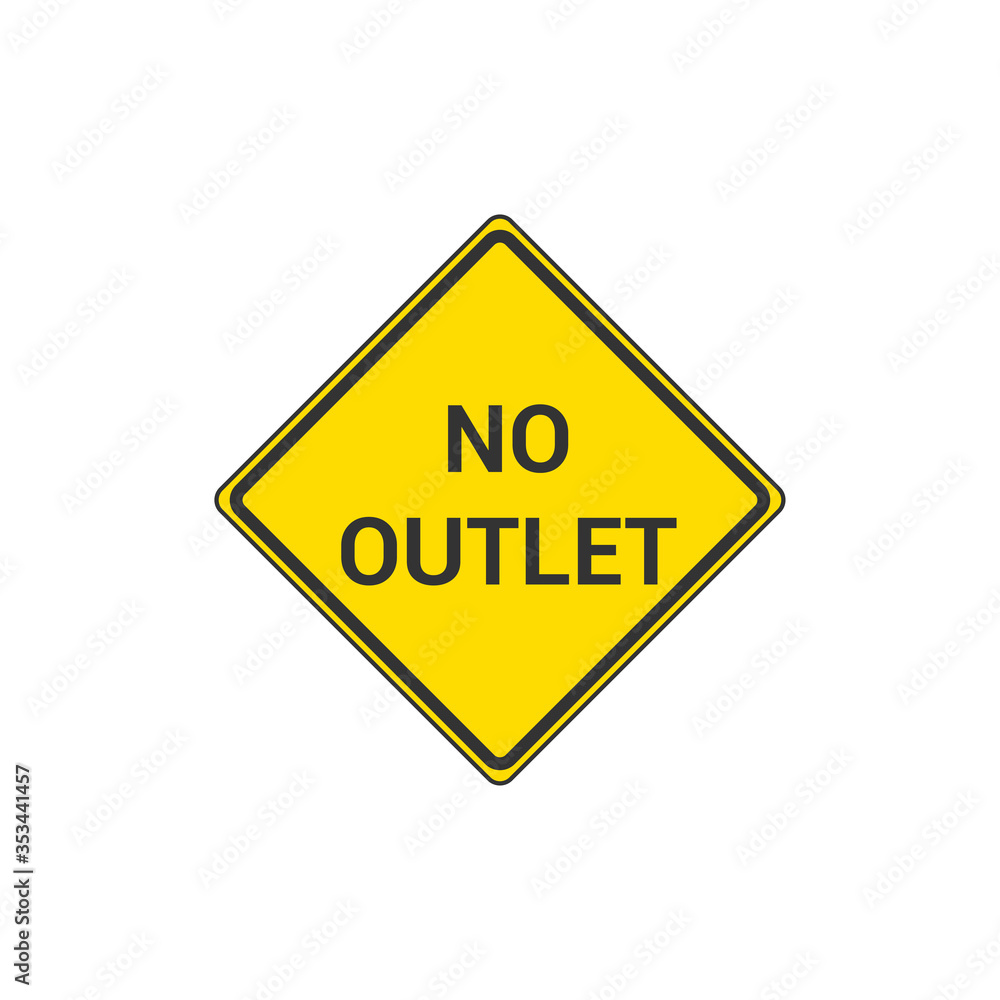 Yellow No Outlet Sign Isolated On White Background. Traffic Symbol Modern Simple Vector Icon Yellow No Outlet Sign Isolated On White Background. Traffic Symbol Modern Simple Vector Icon