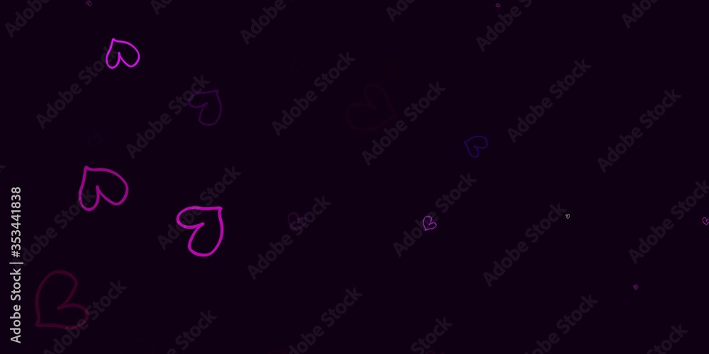 Light Pink vector background with hearts.