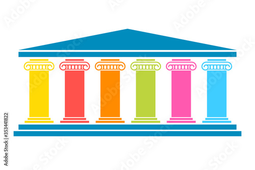 Six pillars diagram. Clipart image isolated on white background