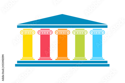 Five pillars diagram. Clipart image isolated on white background