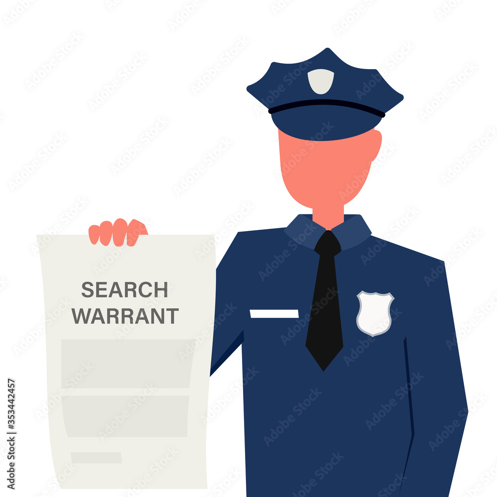 Police search warrant illustration. Clipart image isolated on white background Police search warrant illustration. Clipart image isolated on white background