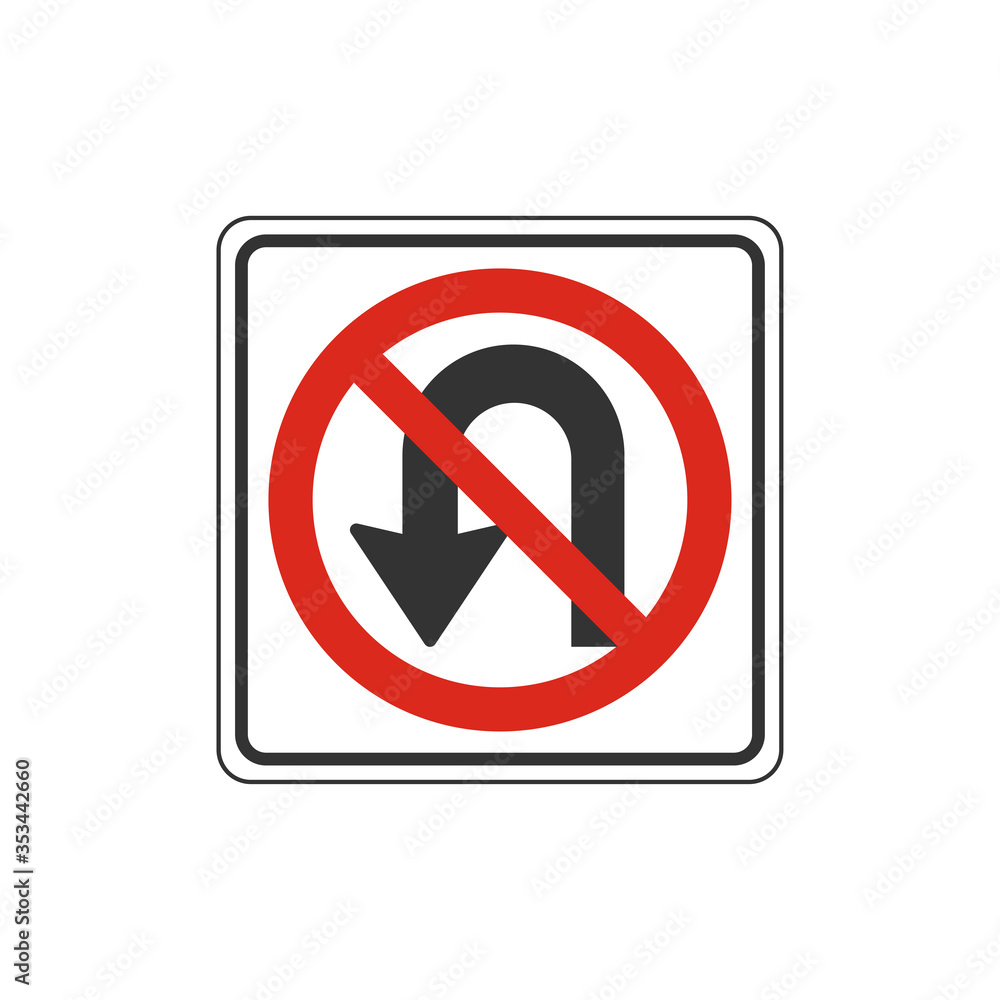 No U-Turn Sign Isolated On White Background. Traffic Symbol Modern Simple Vector Icon No U-Turn Sign Isolated On White Background. Traffic Symbol Modern Simple Vector Icon