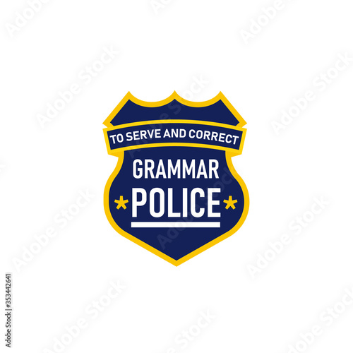 Grammar police badge icon. Clipart image isolated on white background