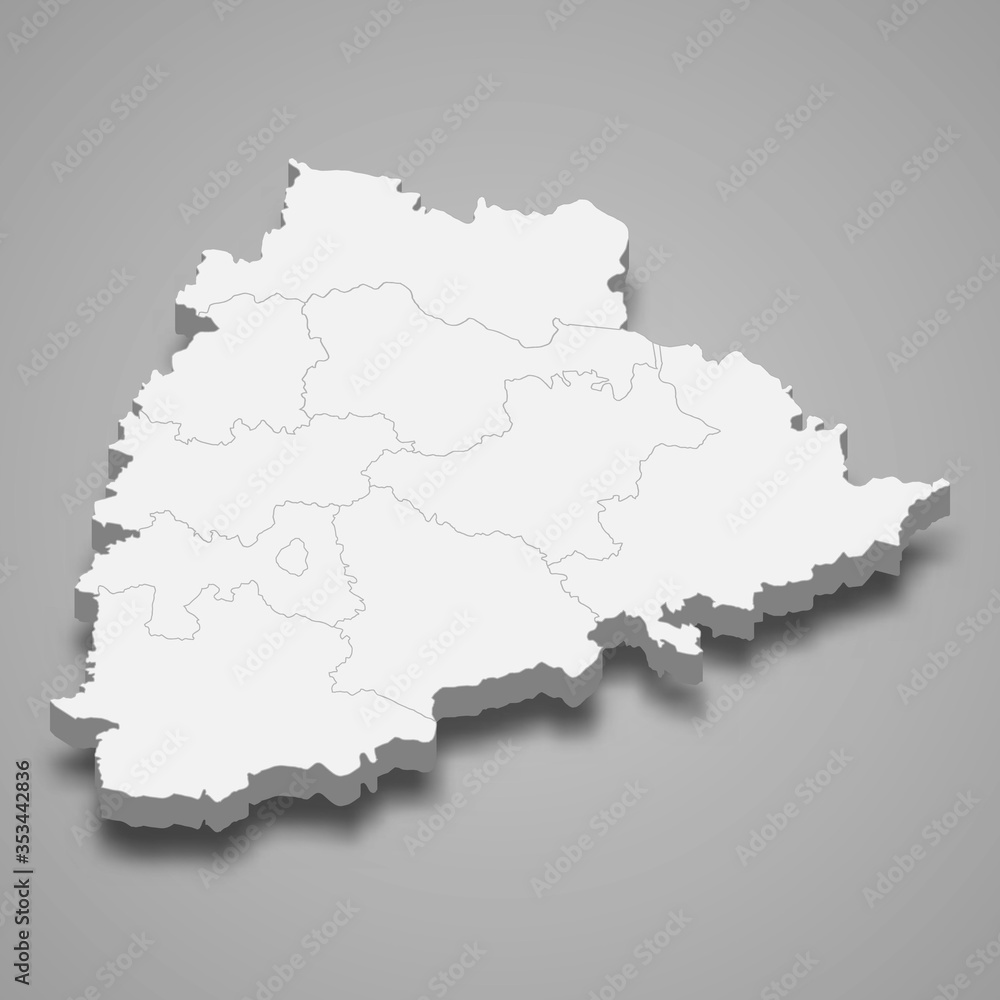 telangana 3d map state of India Template for your design