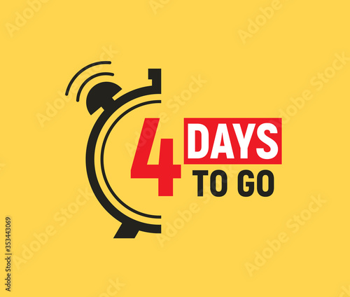 4 days to go last countdown icon. Four day go sale price offer promo deal timer, 4 days only