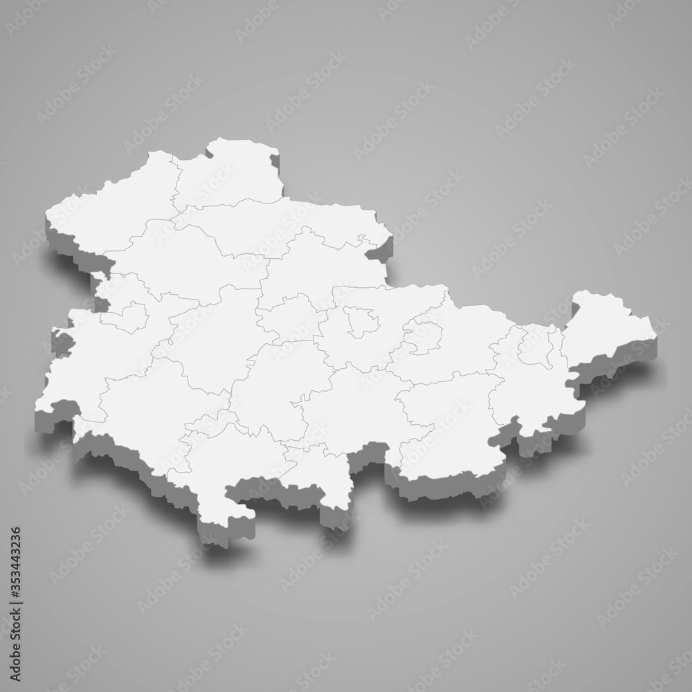 thuringia 3d map state of Germany Template for your design