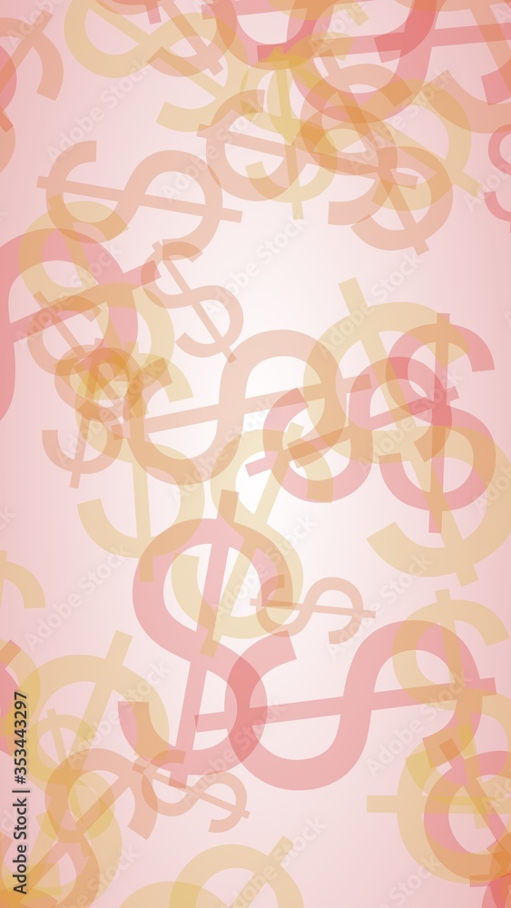 Multicolored translucent dollar signs on white background. 3D illustration Multicolored translucent dollar signs on white background. 3D illustration