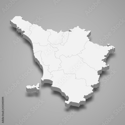 tuscany 3d map region of Italy Template for your design