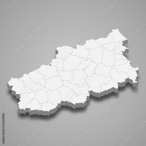 tver oblast 3d map region of Russia Template for your design