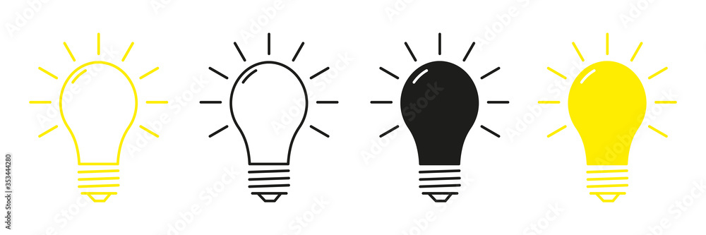 Light bulb icon. Light bulb on white background . Set of bulbs. Idea symbol. Vector illustration Light bulb icon. Light bulb on white background . Set of bulbs. Idea symbol. Vector illustration