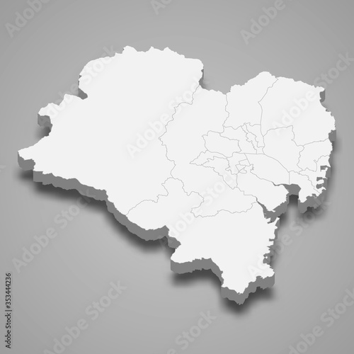 ulsan 3d map region of South Korea Template for your design