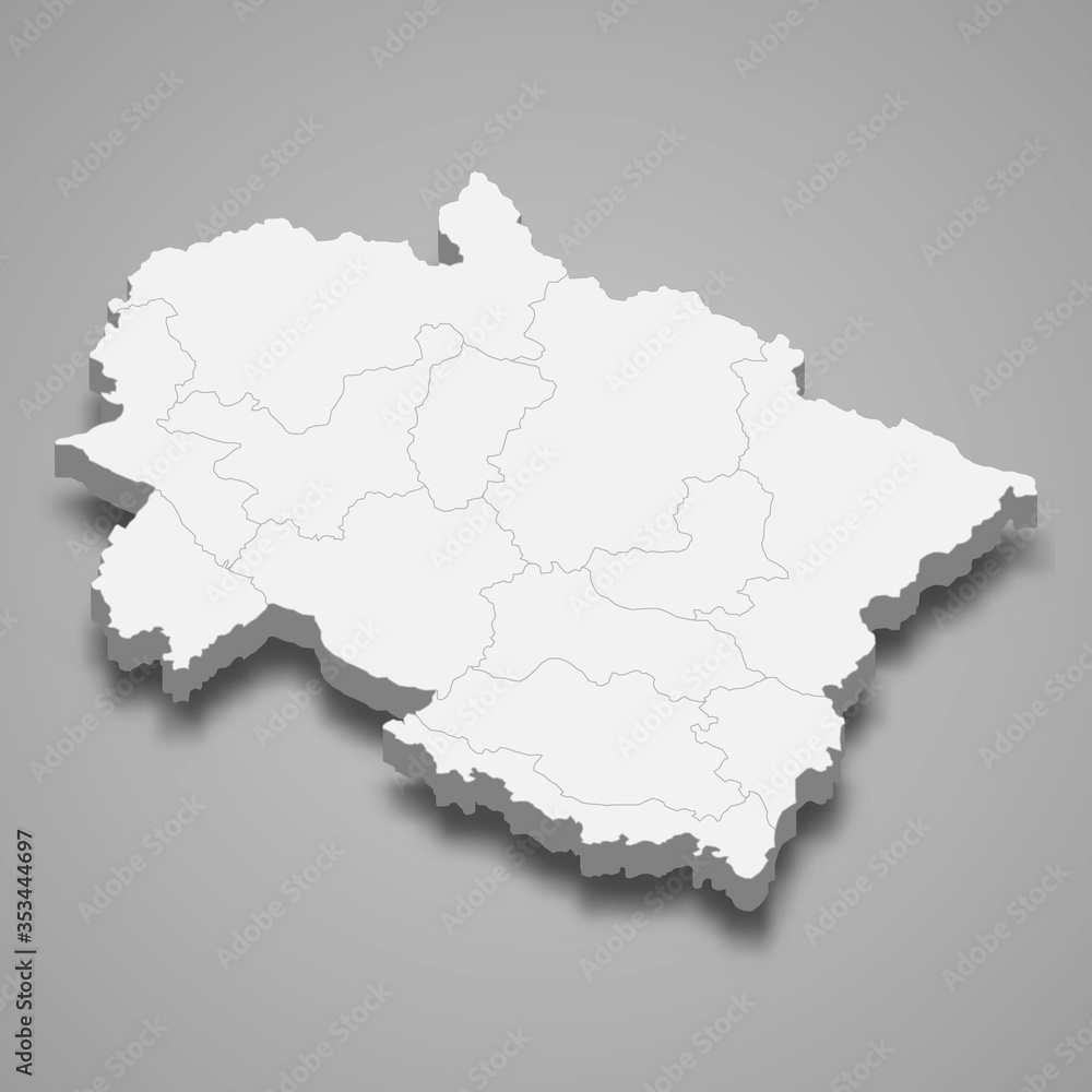 uttarakhand 3d map state of India Template for your design