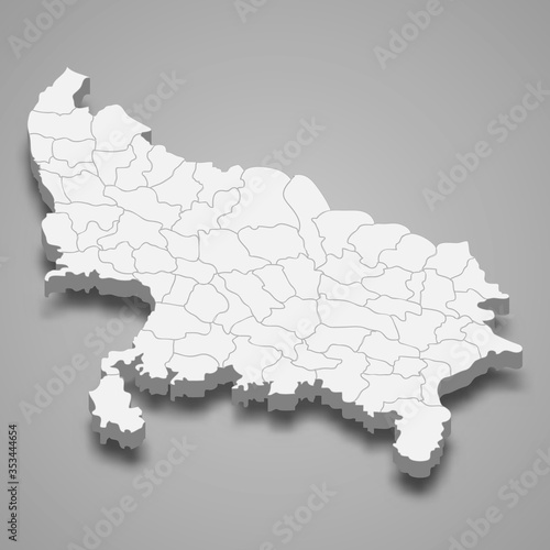 uttar pradesh 3d map state of India Template for your design