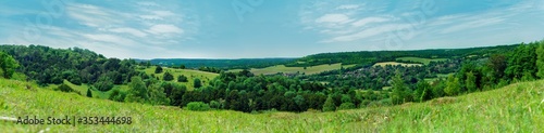 Panoramic view of the hills and meadows of Surrey