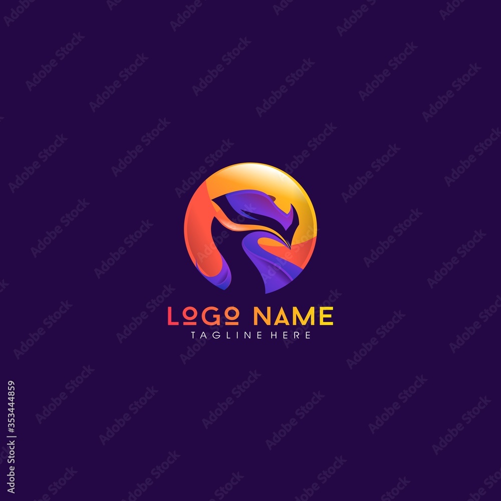 Obraz premium Modern color dragon logo Premium Vector